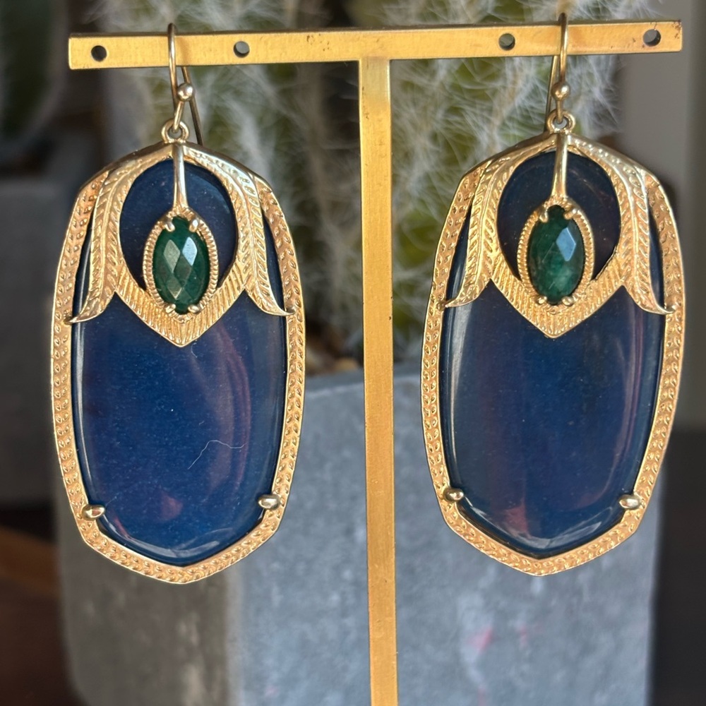 Kendra Scott Neiman Marcus Blue & Green Jade Darby Earrings.